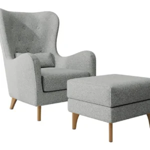Fauteuil met hocker Casara bouclé Selsey