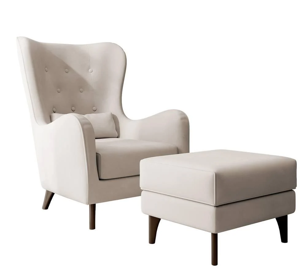Fauteuil met hocker Casara velvet Selsey