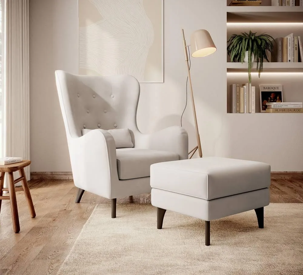 Fauteuil met hocker Casara velvet Selsey