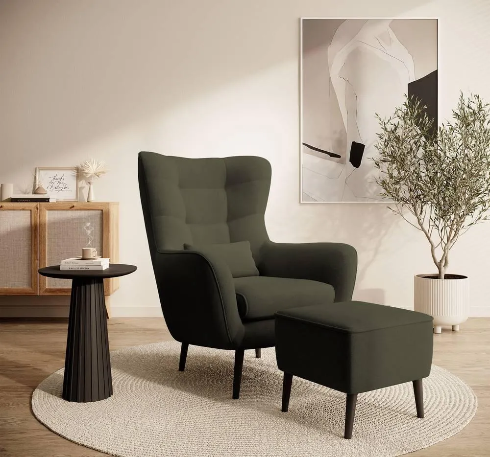 Fauteuil met hocker Verdiro velvet Selsey