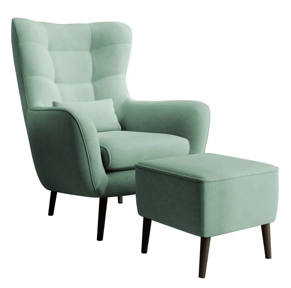Fauteuil met hocker Verdiro velvet Selsey