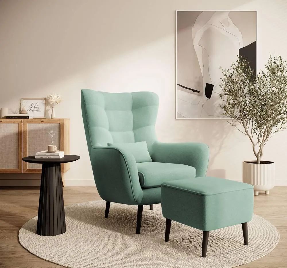 Fauteuil met hocker Verdiro velvet Selsey