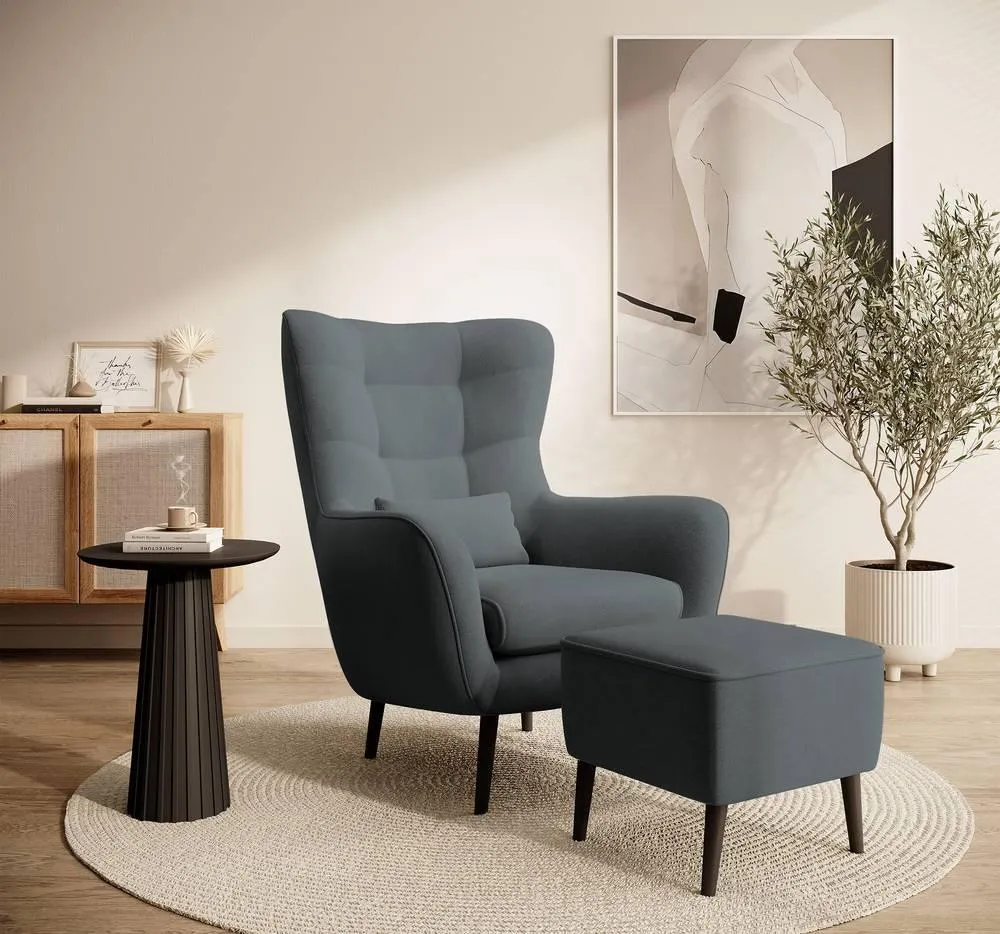 Fauteuil met hocker Verdiro velvet Selsey