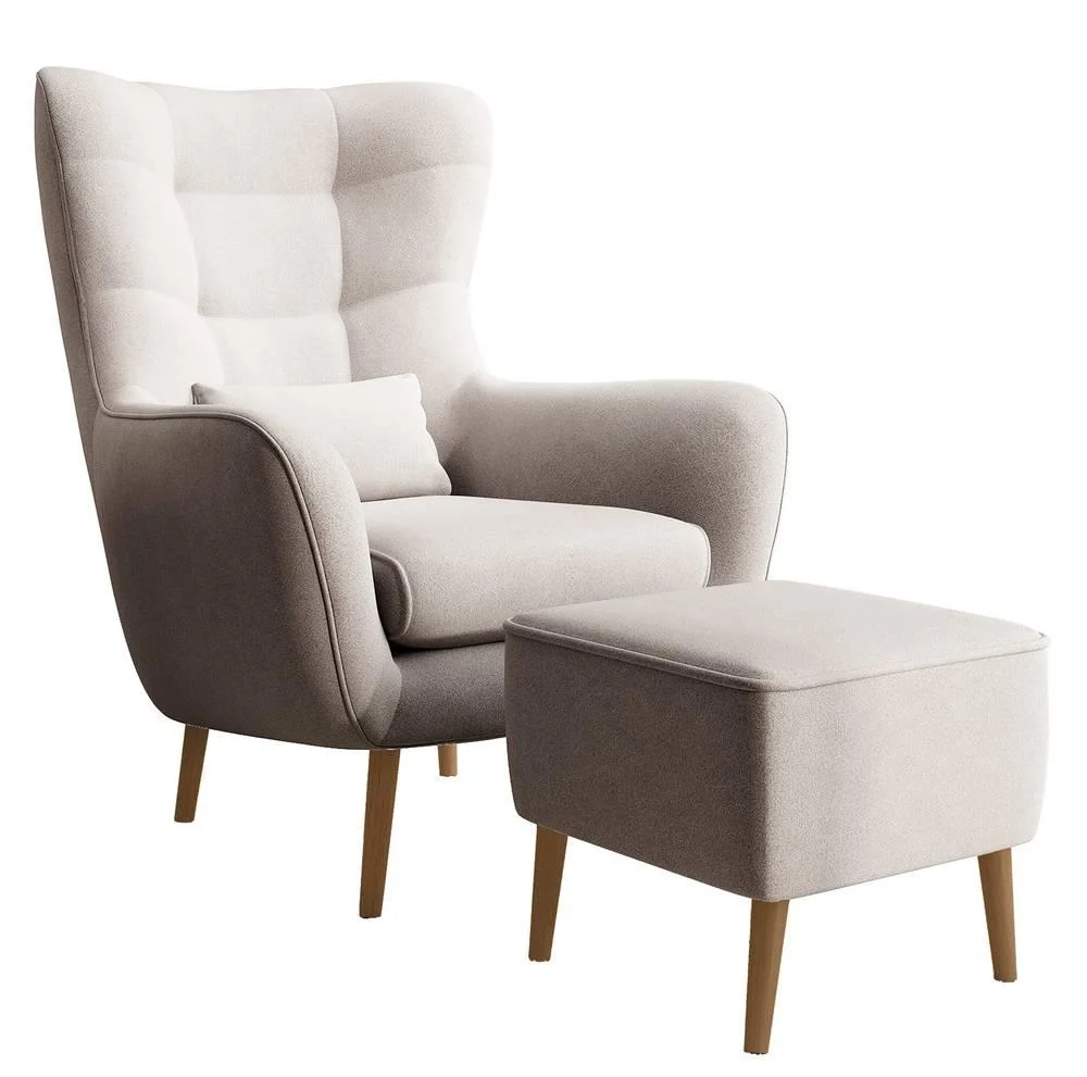 Fauteuil met hocker Verdiro velvet Selsey