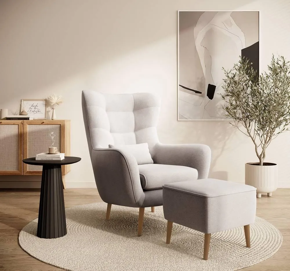 Fauteuil met hocker Verdiro velvet Selsey