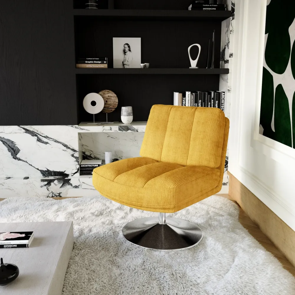 Sia Home - Fauteuil TIMELESS - Corduroy - Geel - 60.12cm