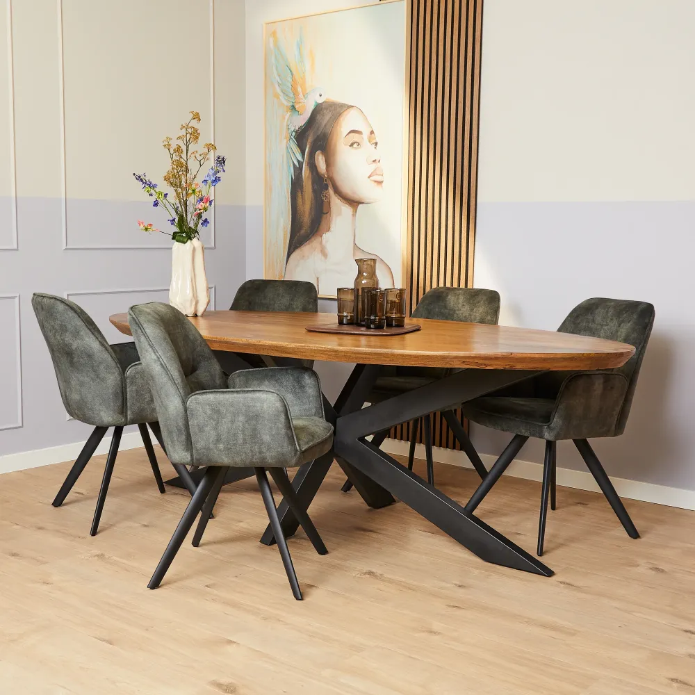 Starfurn eetkamerstoel Nova - groen - 58x65x64cm