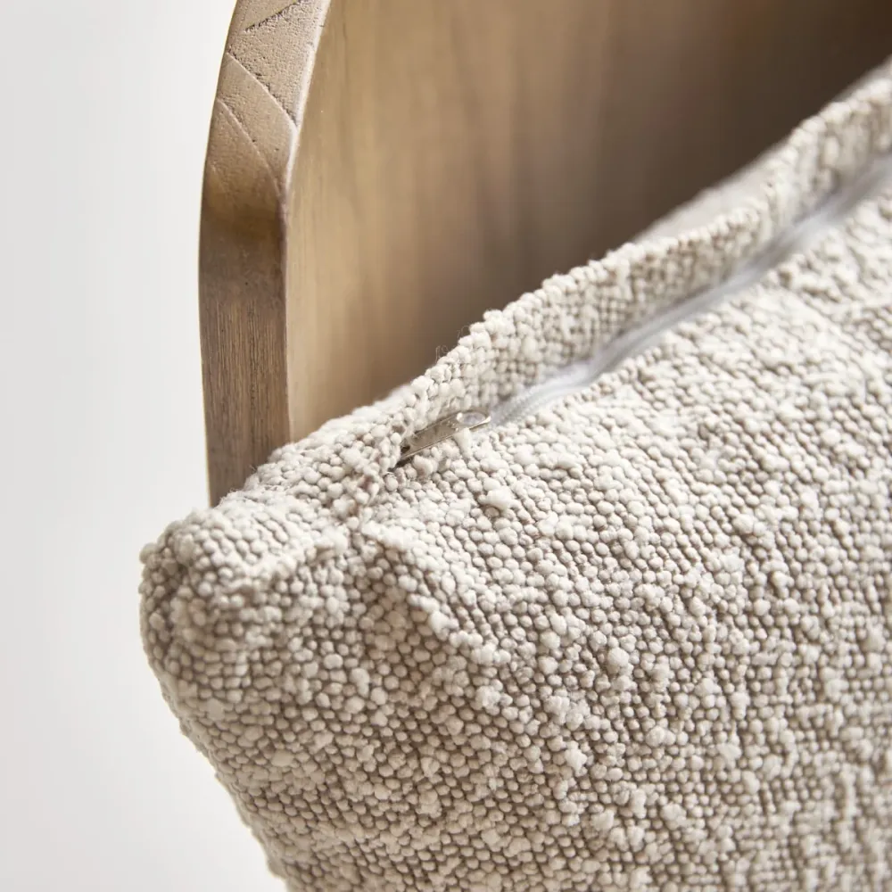 Tikamoon Fauteuil massief mindihout en ecru stof - Beige