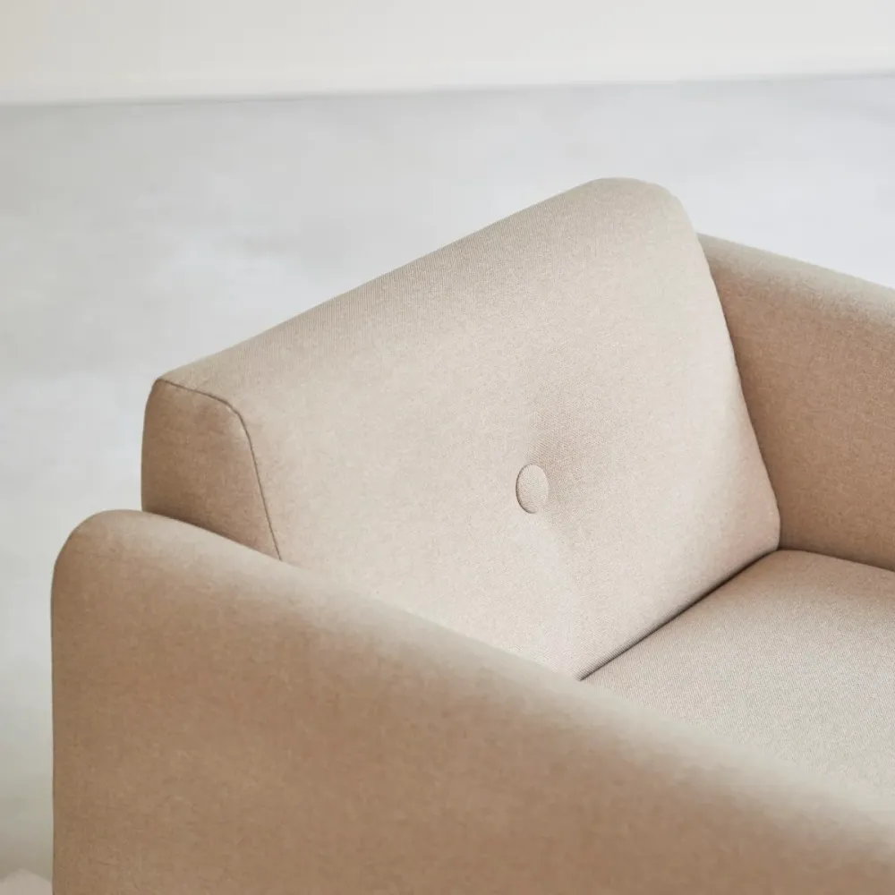 Tikamoon Fauteuil van massief eiken en ecru stof - Beige