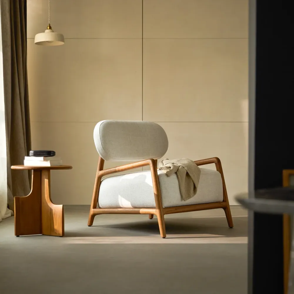 Tikamoon Fauteuil van massief mindi - Beige