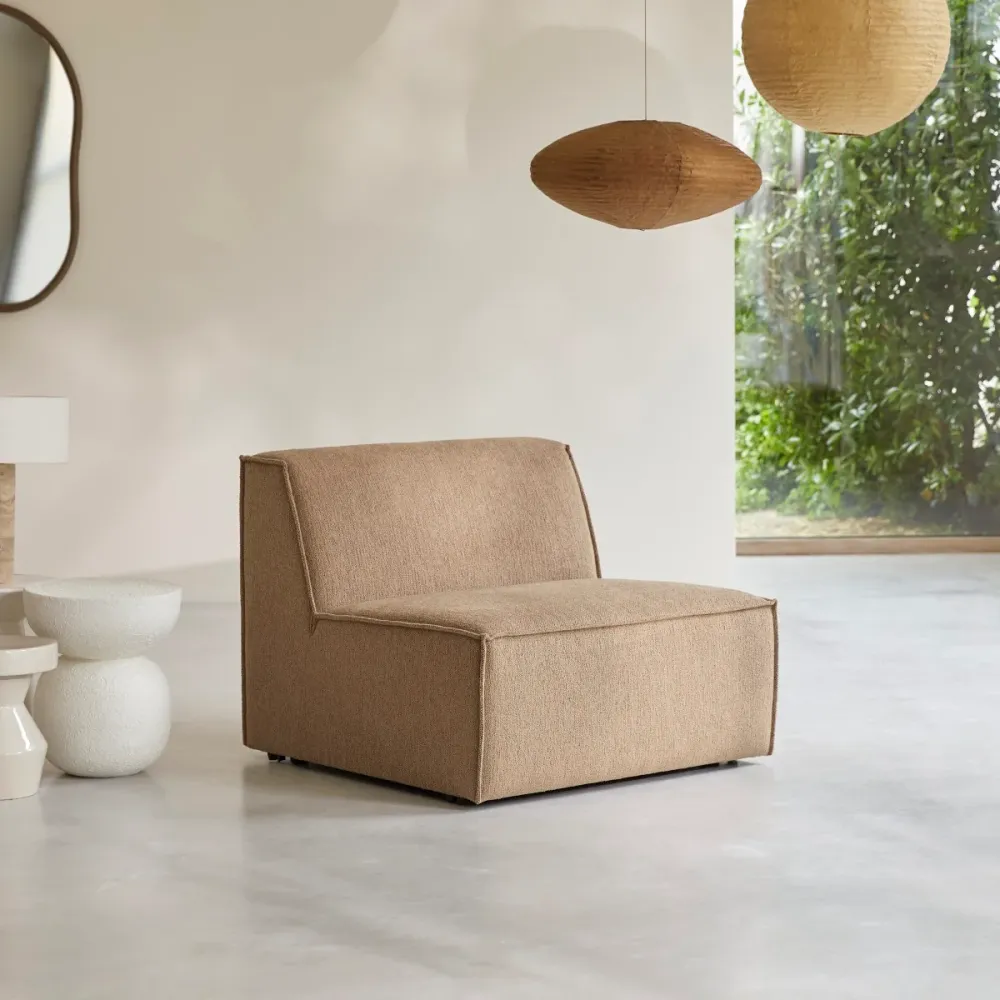 Tikamoon Modulaire fauteuil camelkleurige stof - Bruin