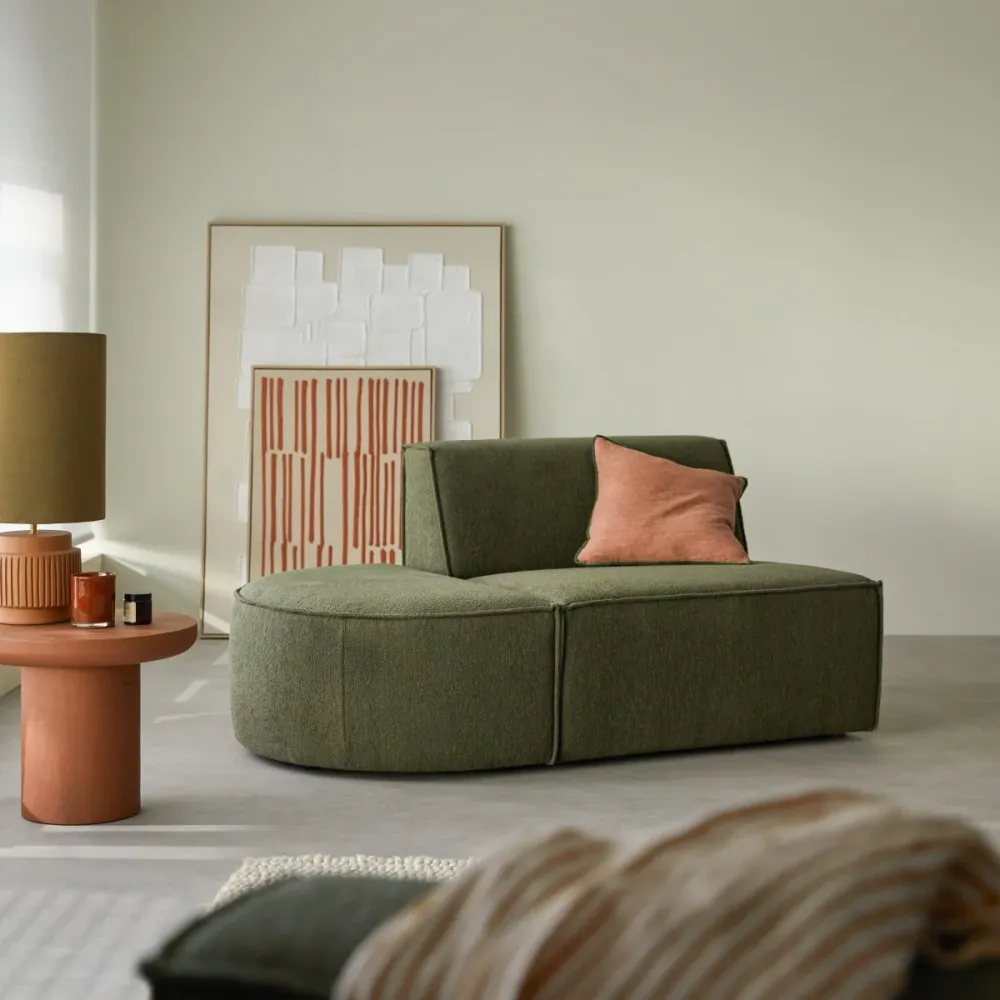 Tikamoon Modulaire loungefauteuil van groene stof - Groen