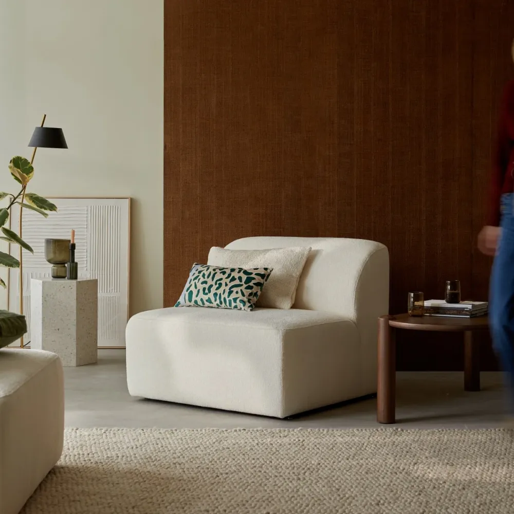Tikamoon Modulaire stoffen fauteuil écru, groot model - Beige