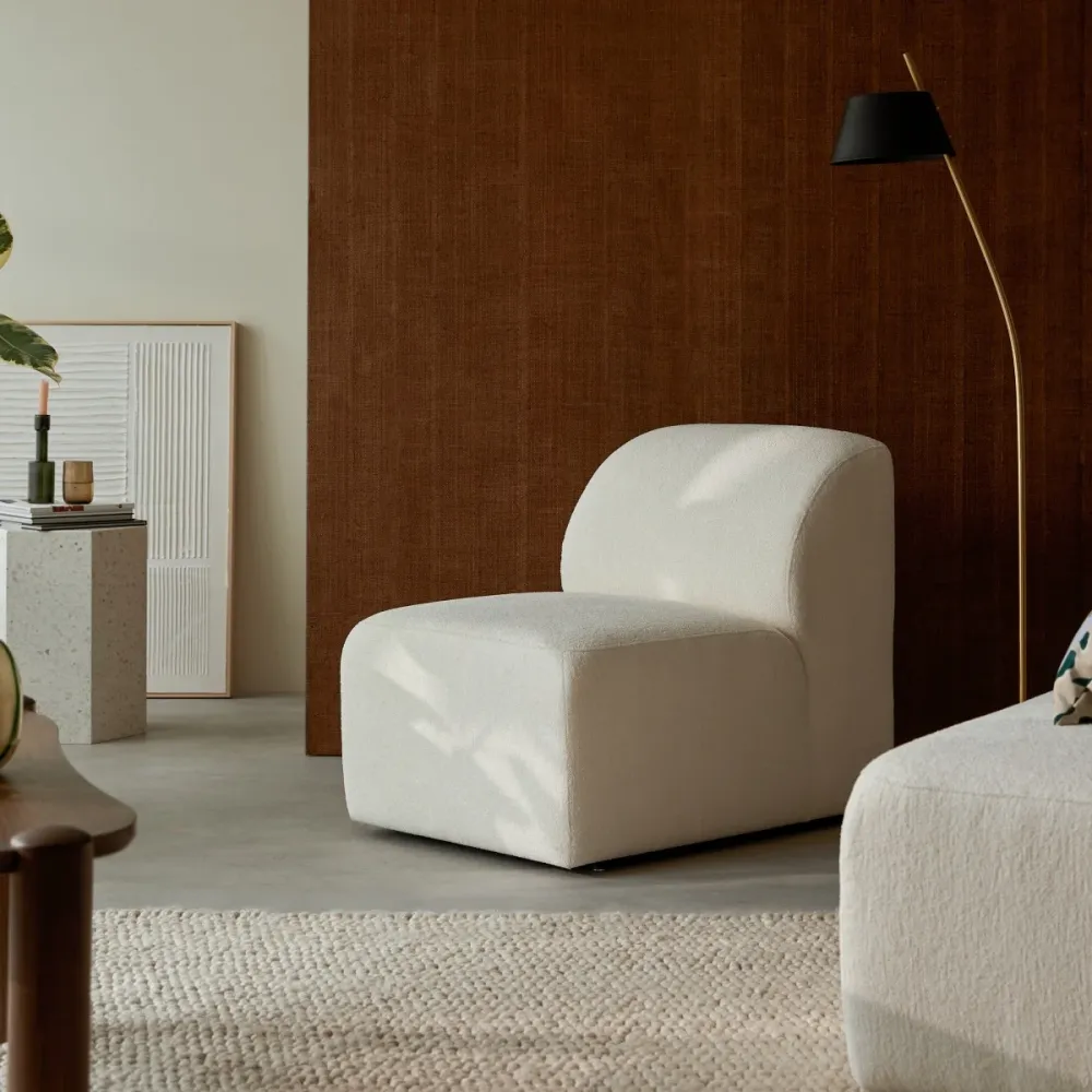 Tikamoon Modulaire stoffen fauteuil écru, klein model - Beige