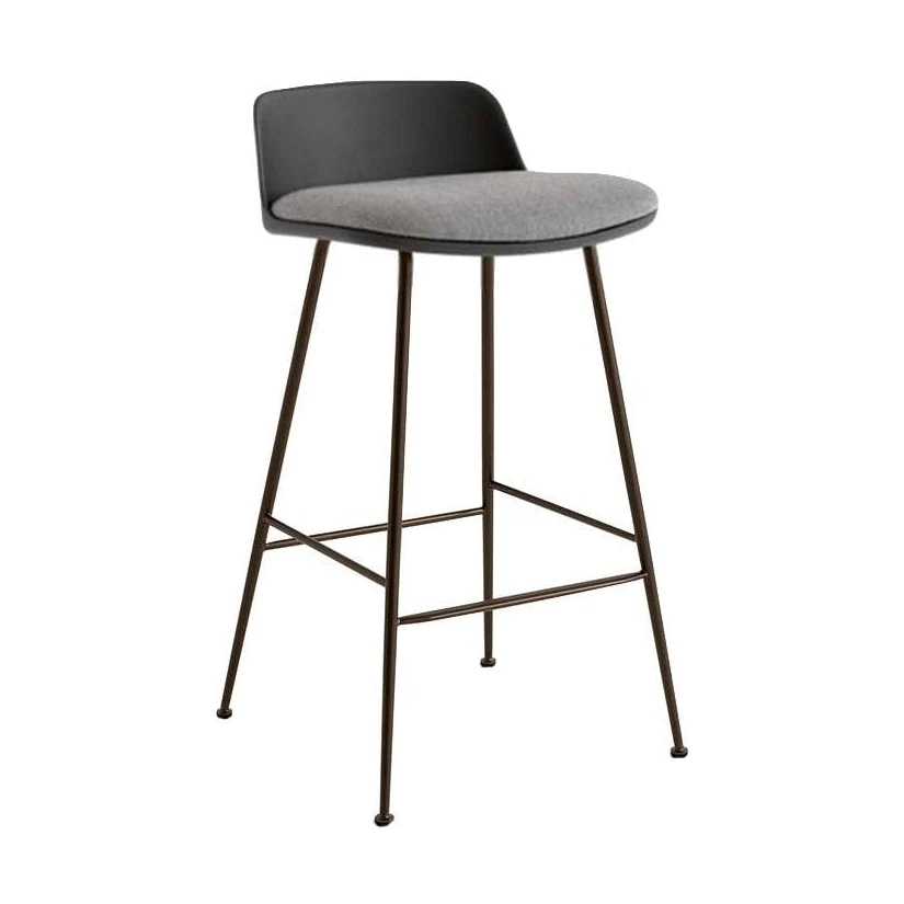 &Tradition Rely HW82 barkruk H65 Bronzed steel Stone Grey Re-wool 0128