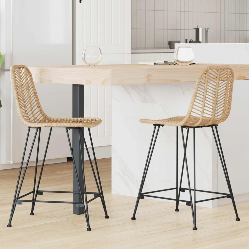 Barkruk 2 pcs Naturel 44,5 x 54,5 x 97,5 cm Riet en IJzer vidaXL