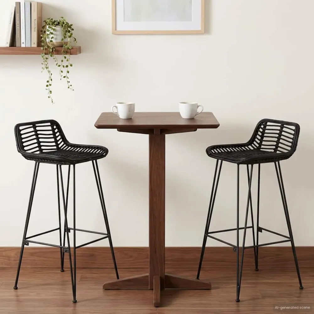 Barkruk 2 st Zwart 44 x 46 x 91 cm Rattan en staal vidaXL