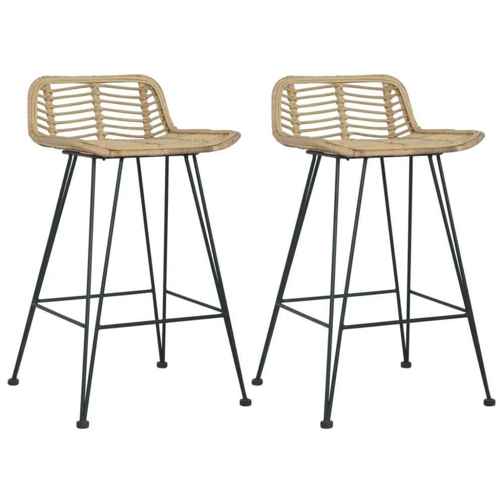 Barstoelen 2 st natuurlijk rattan vidaXL
