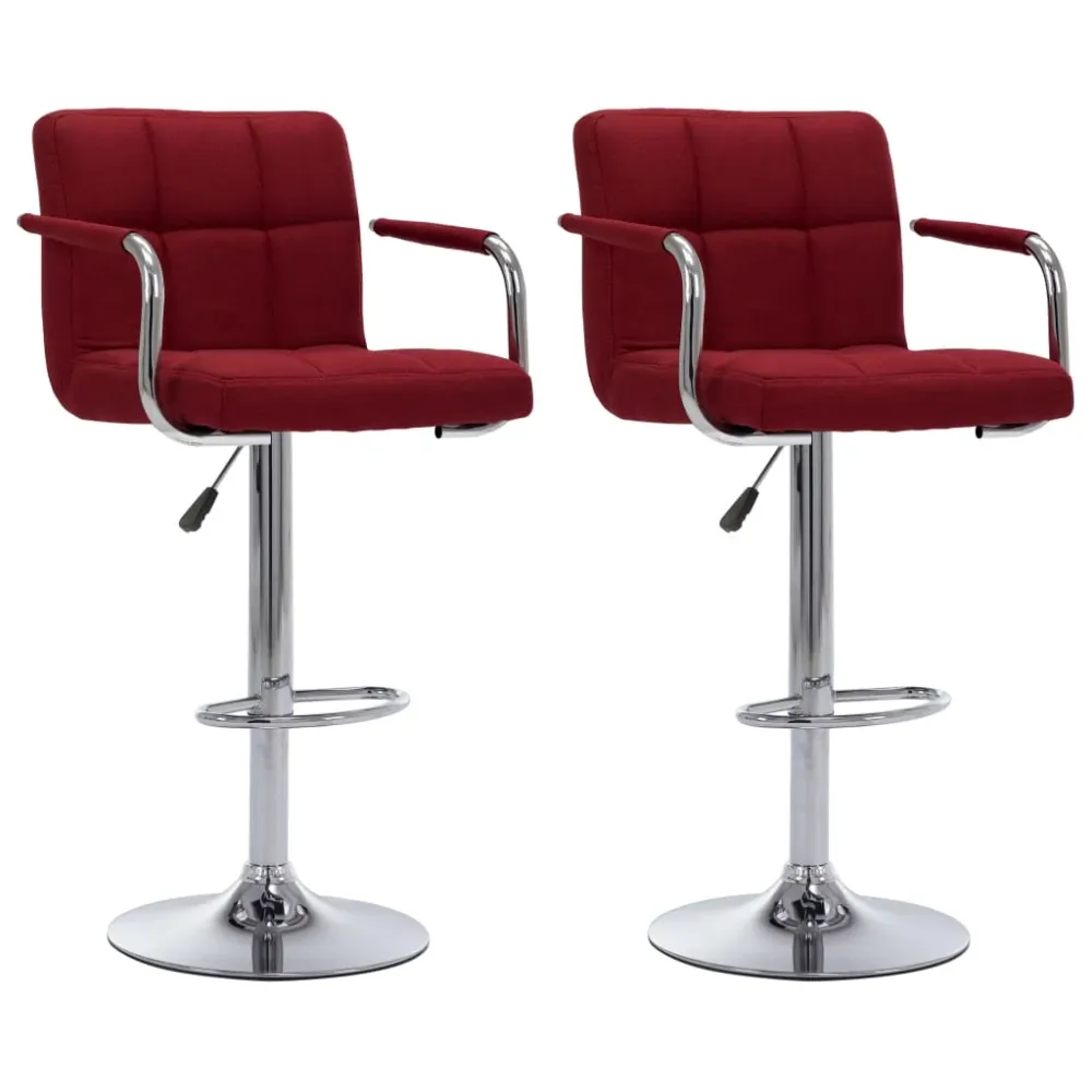 Barstoelen 2 st stof wijnrood vidaXL