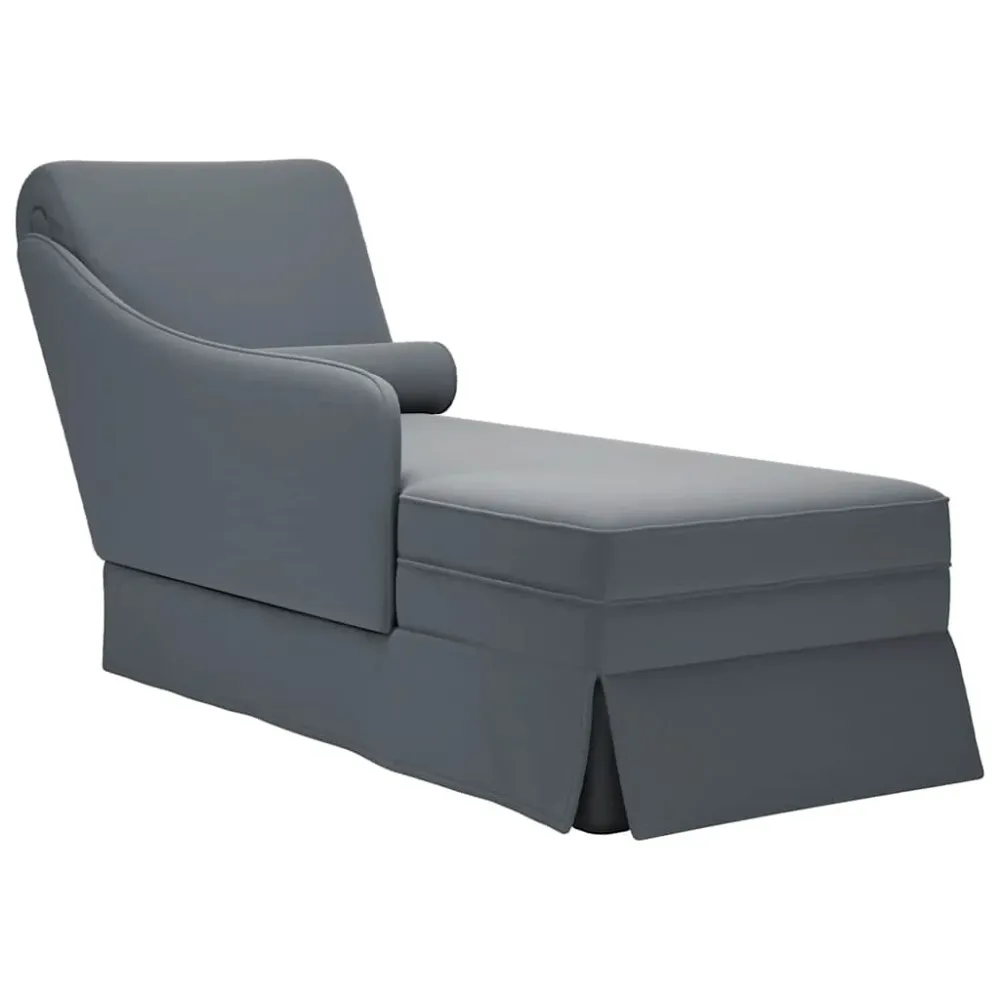 Chaise longue met bolster&rechterarmleuning fluweel donkergrijs vidaXL