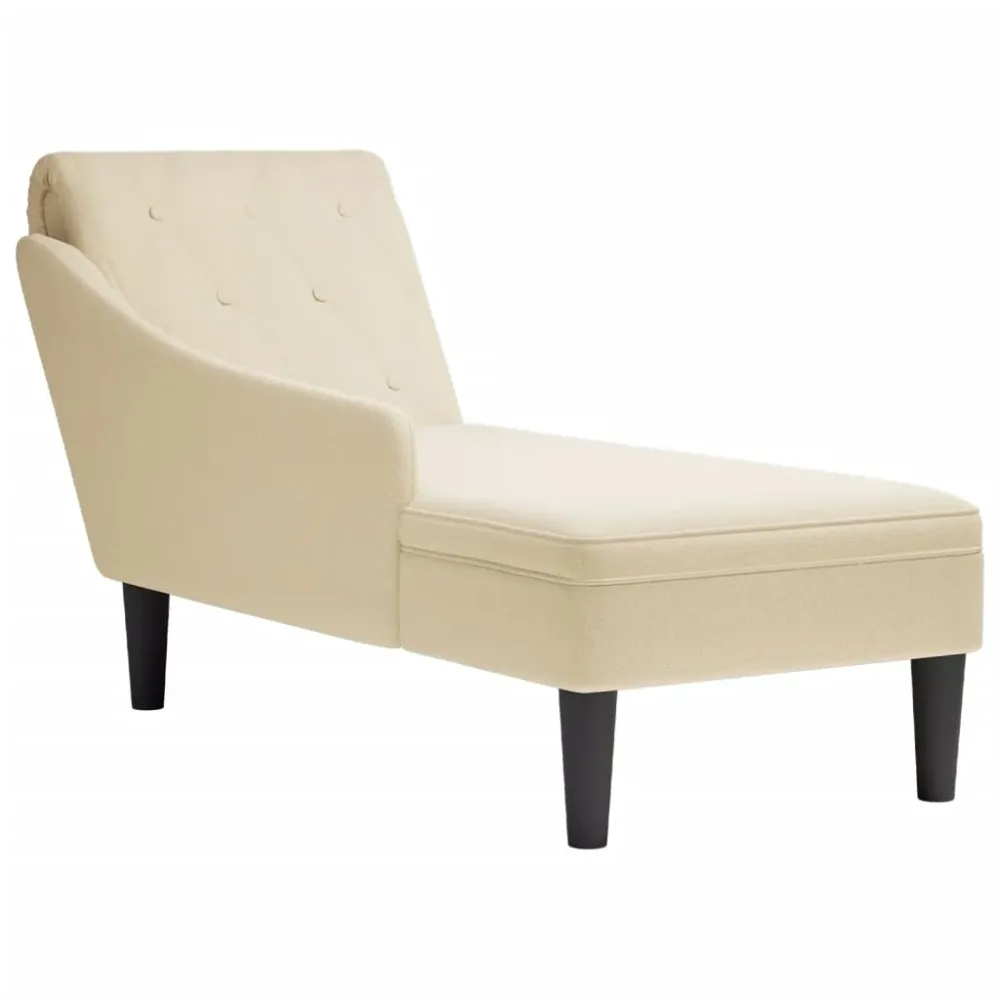 Chaise longue met kussen en rechterarmleuning stof crèmekleurig vidaXL