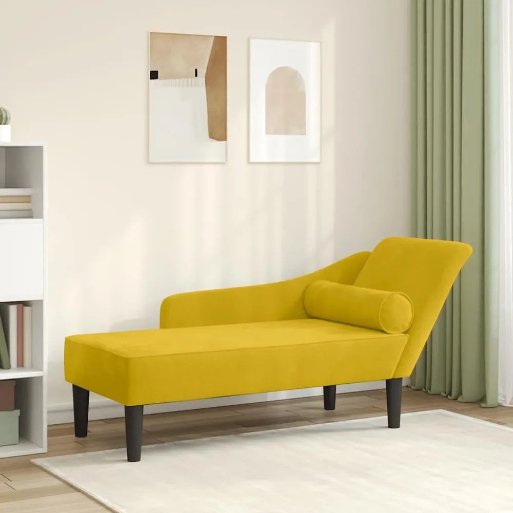 Chaise longue met kussens fluweel geel vidaXL