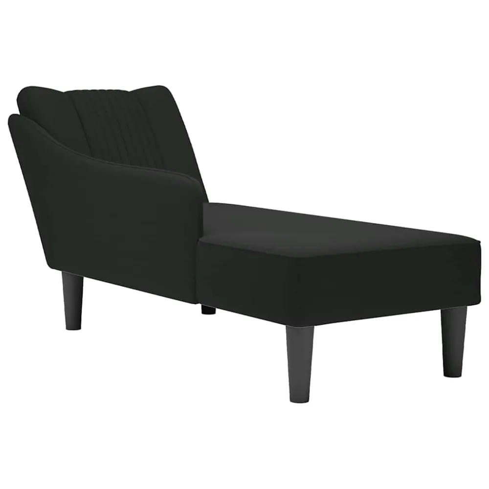 Chaise longue met rechterarmleuning fluweel zwart vidaXL
