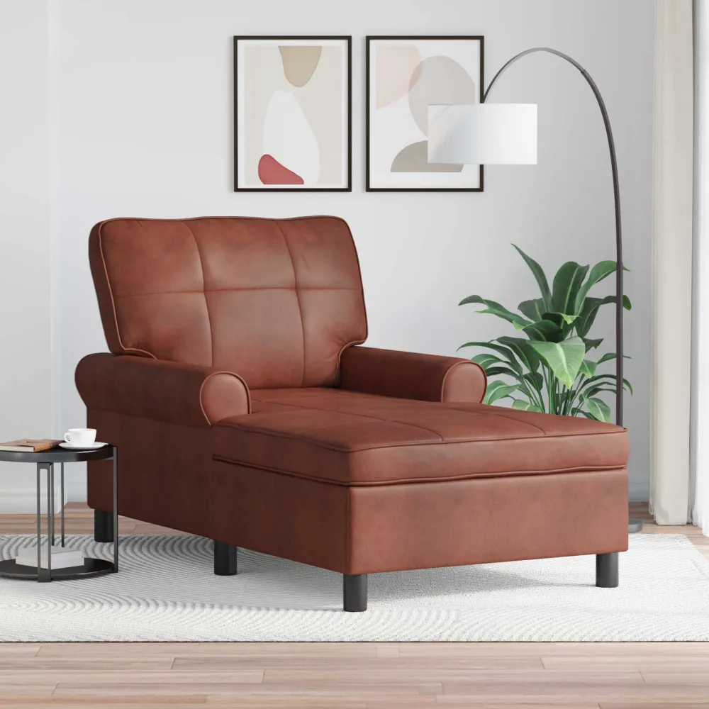 Chaise Lounge Glanzend Bruin 91 x 157 x 91 cm Nep Leer vidaXL