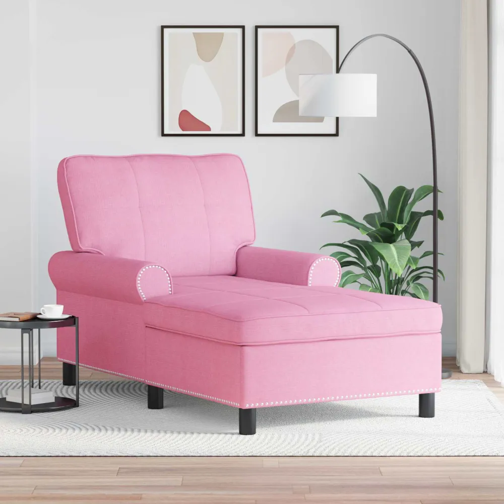 Chaise Lounge met kussen Roze 91 x 157 x 91 cm Stof vidaXL