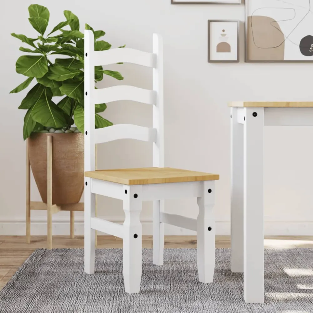 Eetkamerstoelen 2 st Corona 42x47x107 cm grenenhout wit vidaXL