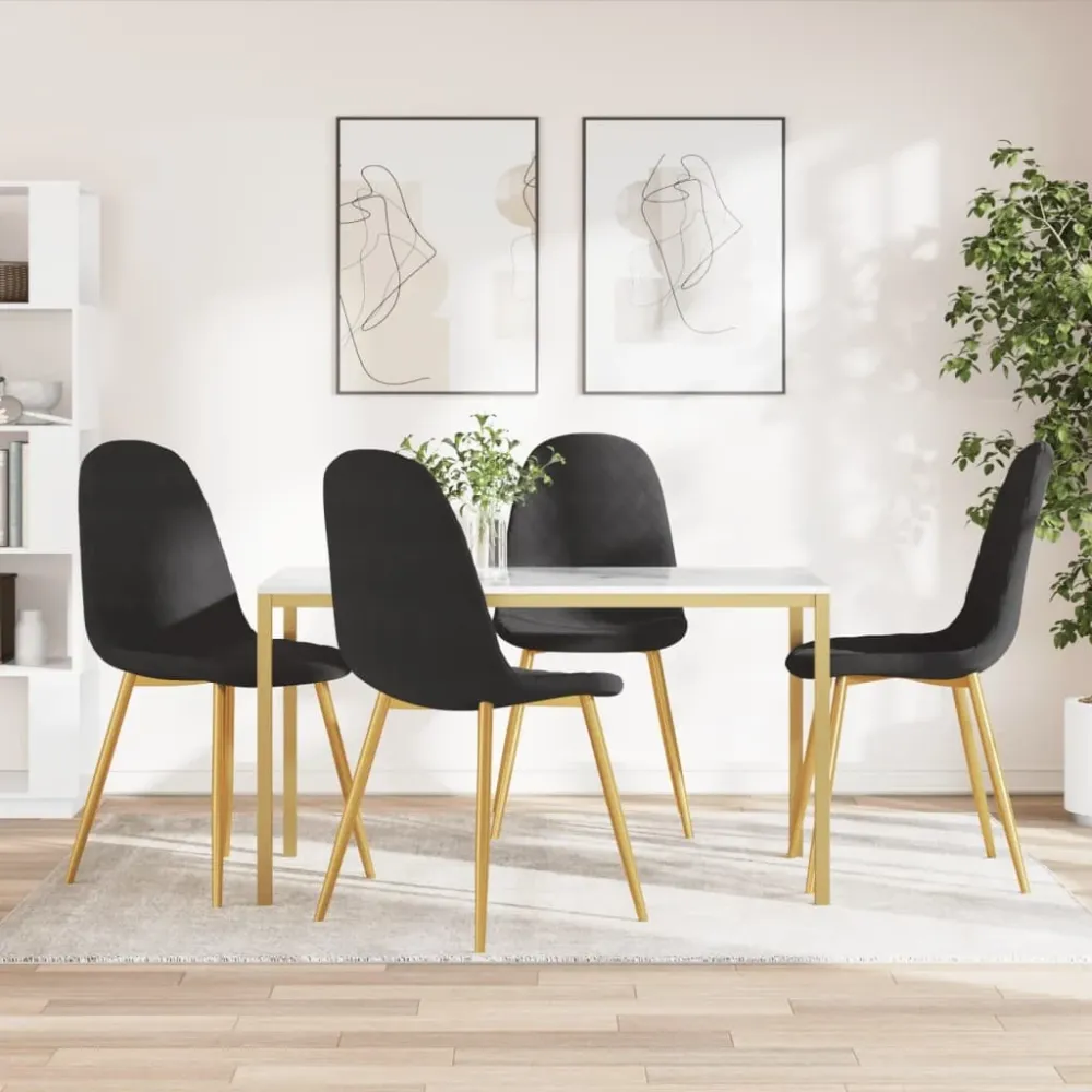 Eetkamerstoelen 4 st fluweel zwart vidaXL
