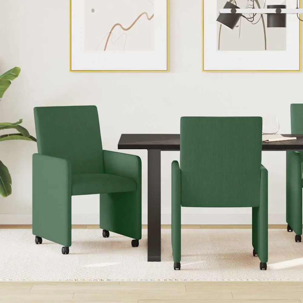 Eetkamerstoelen met Wieltjes 2 pcs Grijs groen 57 x 66 x 94 cm vidaXL