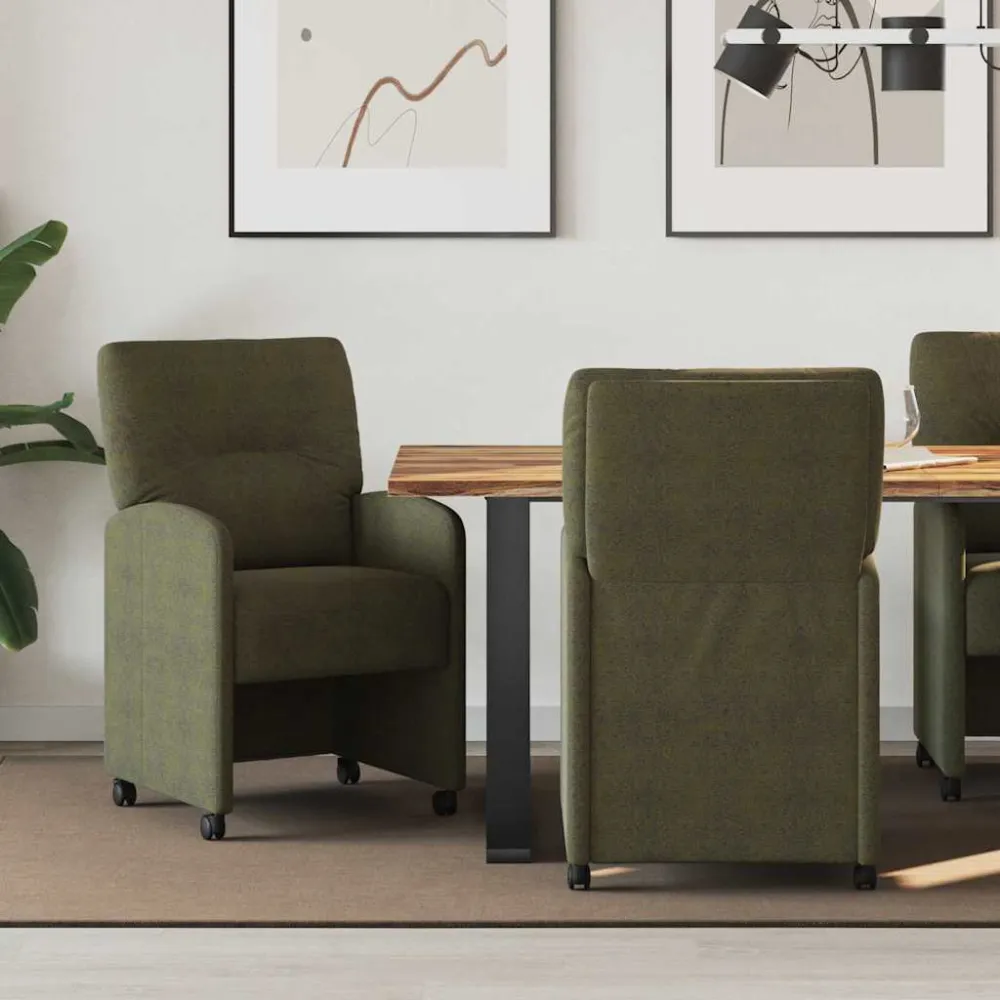 Eetkamerstoelen met Wieltjes 2 pcs Leger groen 57 x 67 x 95 cm vidaXL