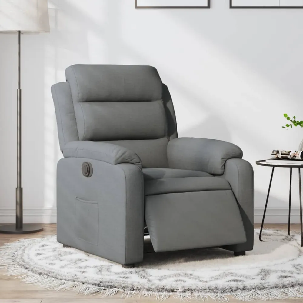 Fauteuil elektrisch verstelbaar stof donkergrijs vidaXL