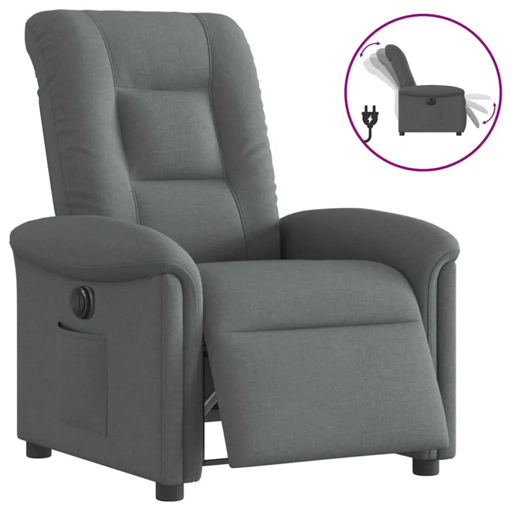 Fauteuil elektrisch verstelbaar stof donkergrijs vidaXL