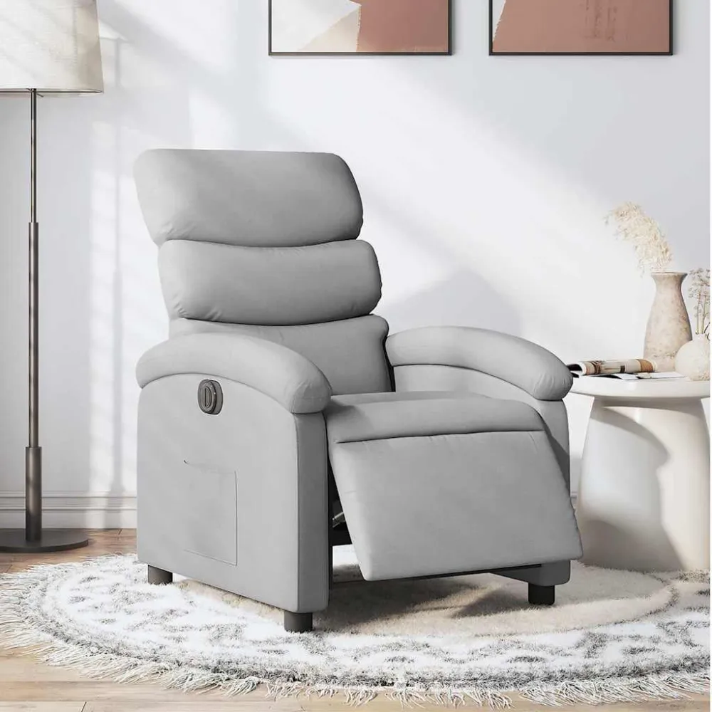 Fauteuil elektrisch verstelbaar stof lichtgrijs vidaXL