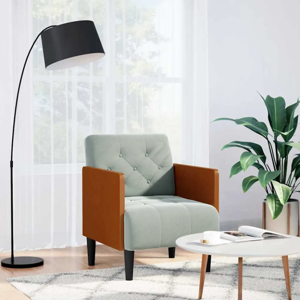 Fauteuil met armleuningen Lichtgrijs 55 cm Fluweel vidaXL