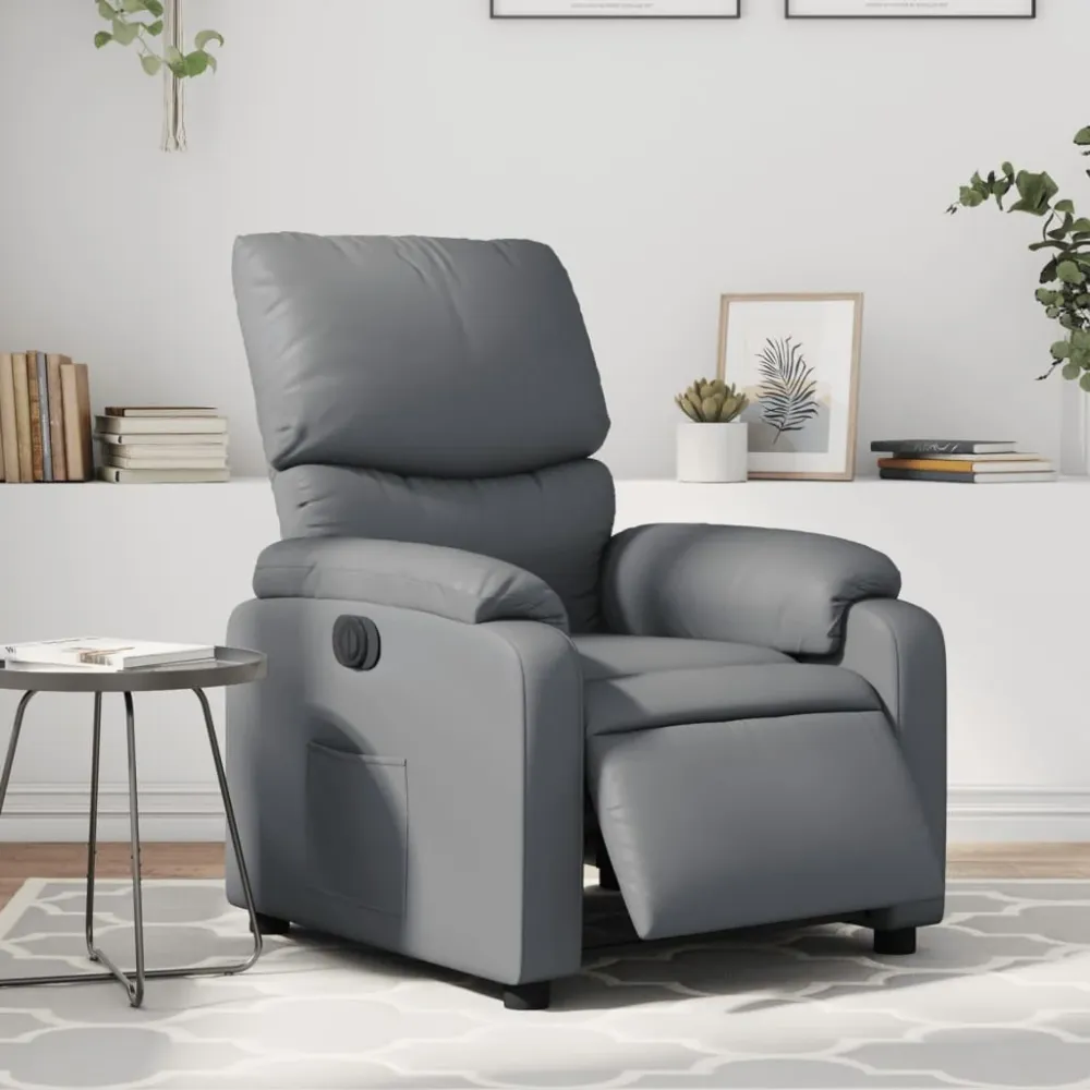 Fauteuil verstelbaar elektrisch kunstleer grijs vidaXL