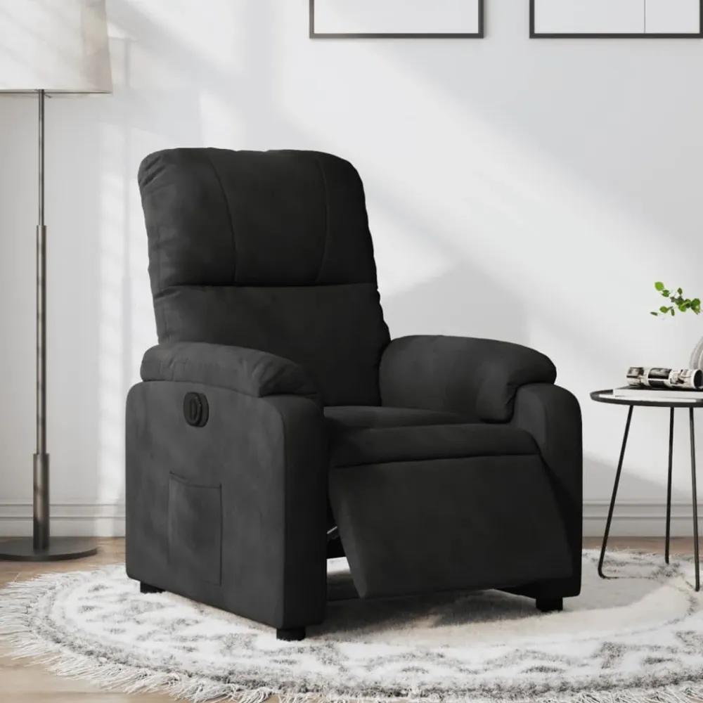 Fauteuil verstelbaar elektrisch microvezelstof zwart vidaXL