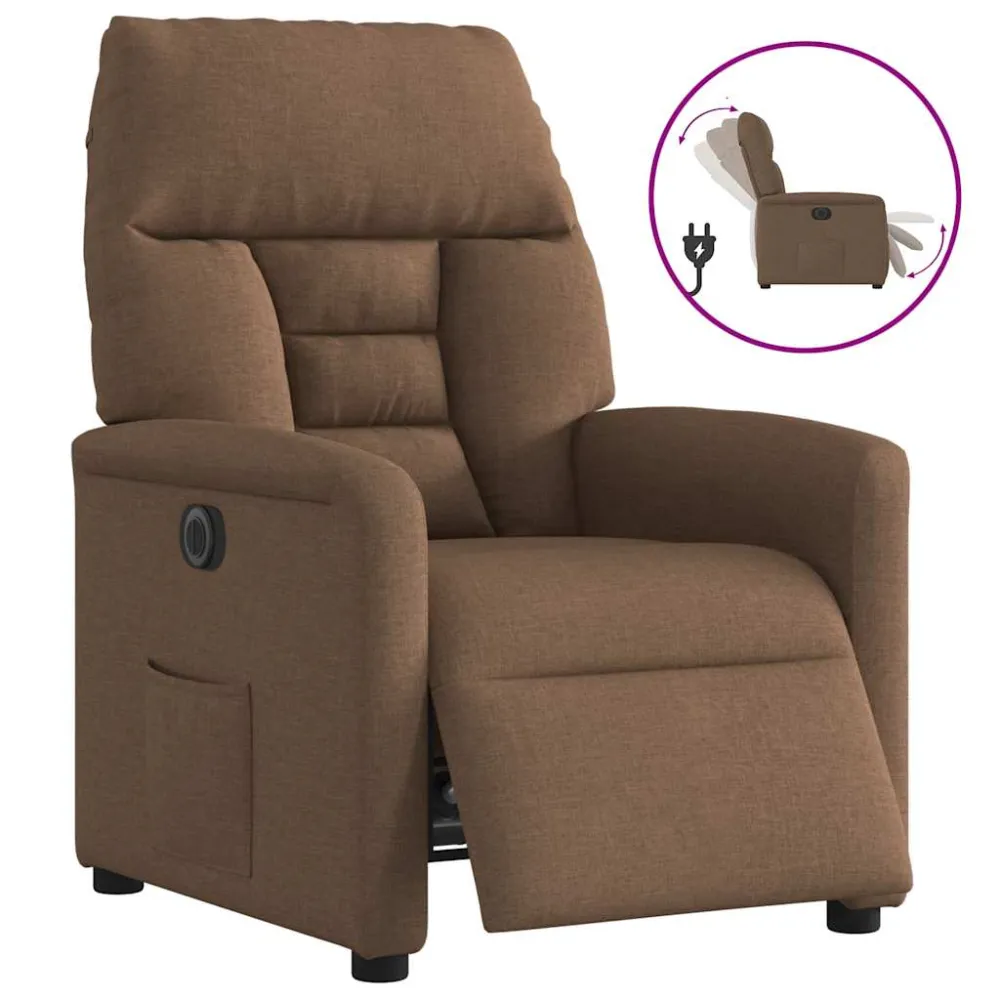 Fauteuil verstelbaar elektrisch stof bruin vidaXL