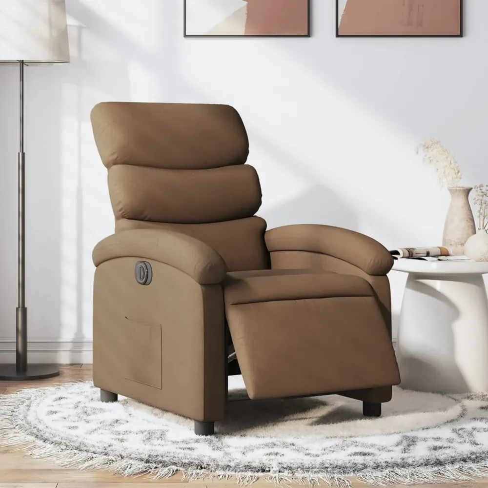 Fauteuil verstelbaar elektrisch stof bruin vidaXL