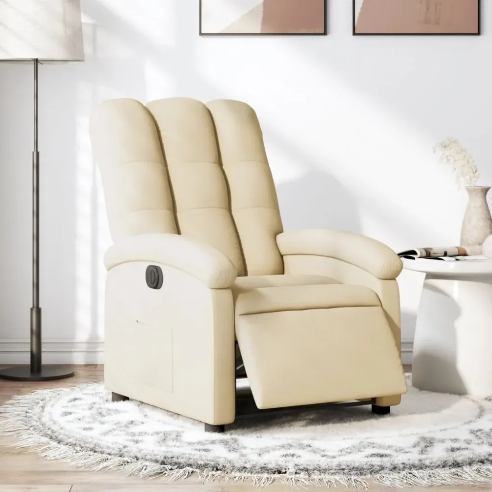 Fauteuil verstelbaar elektrisch stof crèmekleurig vidaXL