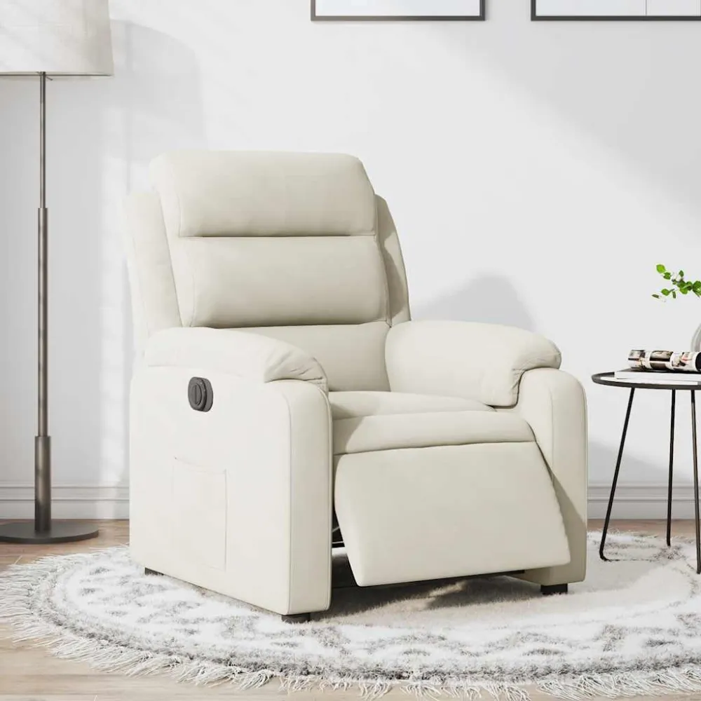 Fauteuil verstelbaar elektrisch stof crèmekleurig vidaXL