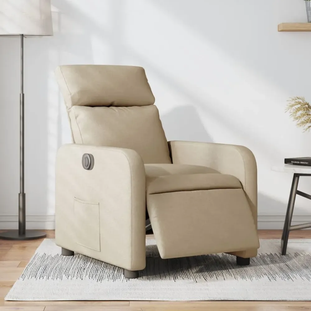 Fauteuil verstelbaar elektrisch stof crèmekleurig vidaXL