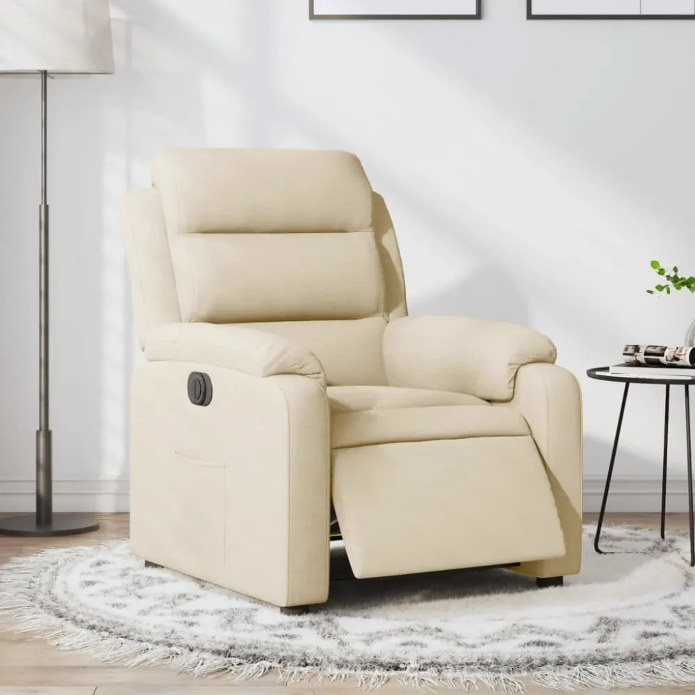 Fauteuil verstelbaar elektrisch stof crèmekleurig vidaXL