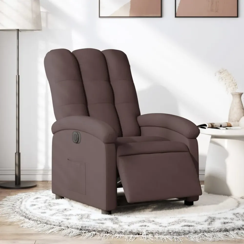 Fauteuil verstelbaar elektrisch stof donkerbruin vidaXL