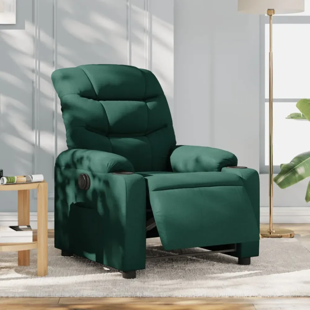 Fauteuil verstelbaar elektrisch stof donkergroen vidaXL