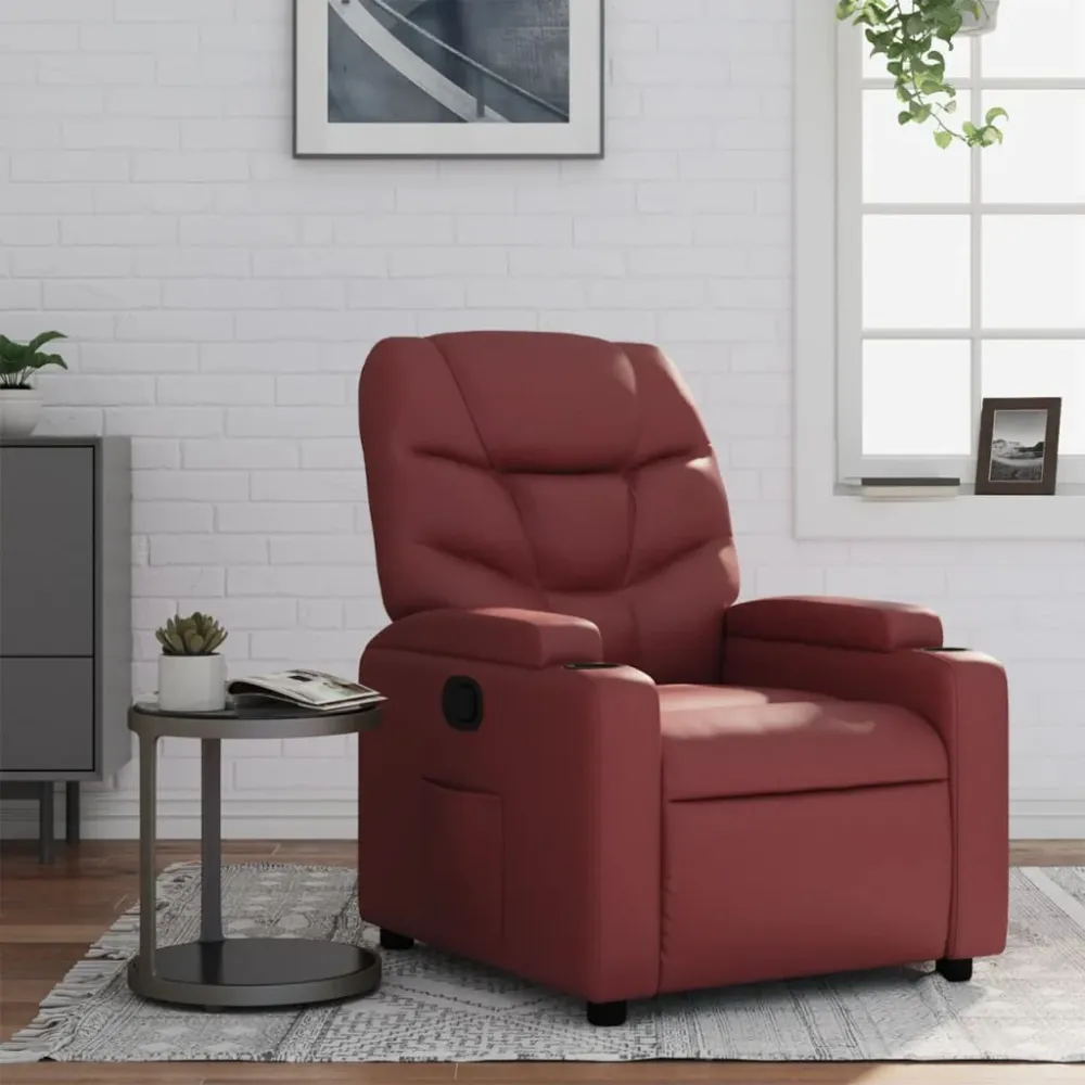 Fauteuil verstelbaar kunstleer wijnrood vidaXL