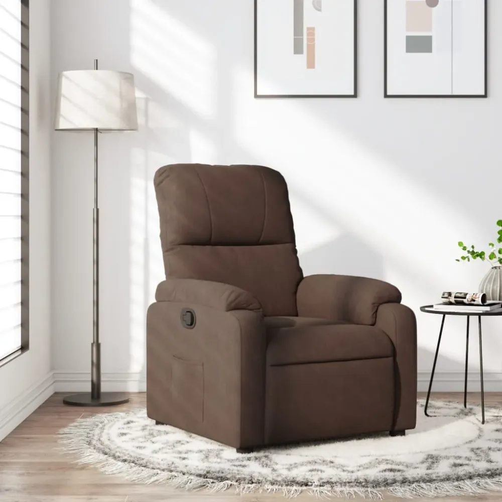 Fauteuil verstelbaar microvezelstof bruin vidaXL