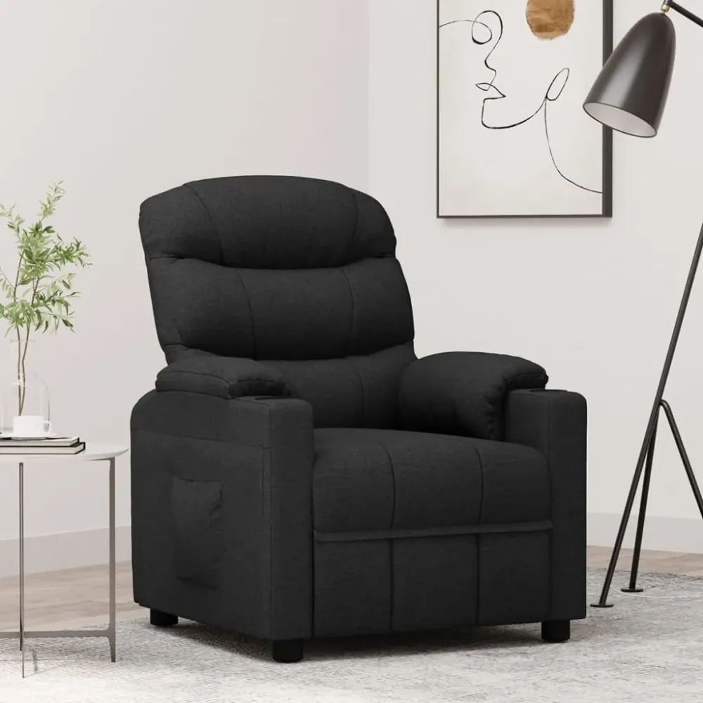 Fauteuil verstelbaar stof zwart vidaXL
